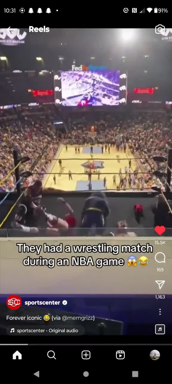 Wrestling match during NBA game