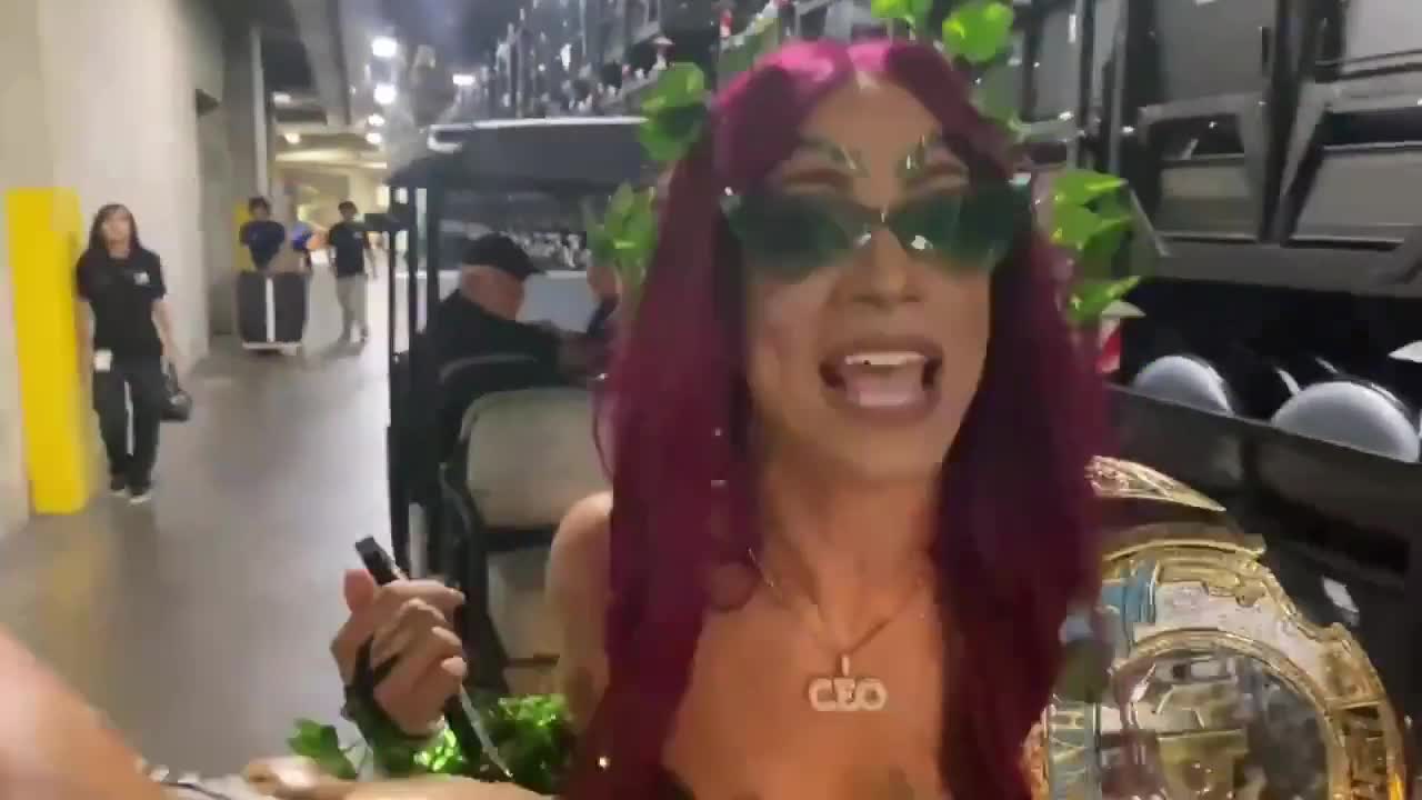Mercedes Moné backstage at Comic Con reacts to her match with Britt Baker being made official for All In