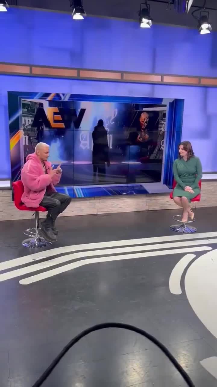 Darby Allin chops the hell out of a kid on local Arkansas news while promoting tonight's Dynamite 250